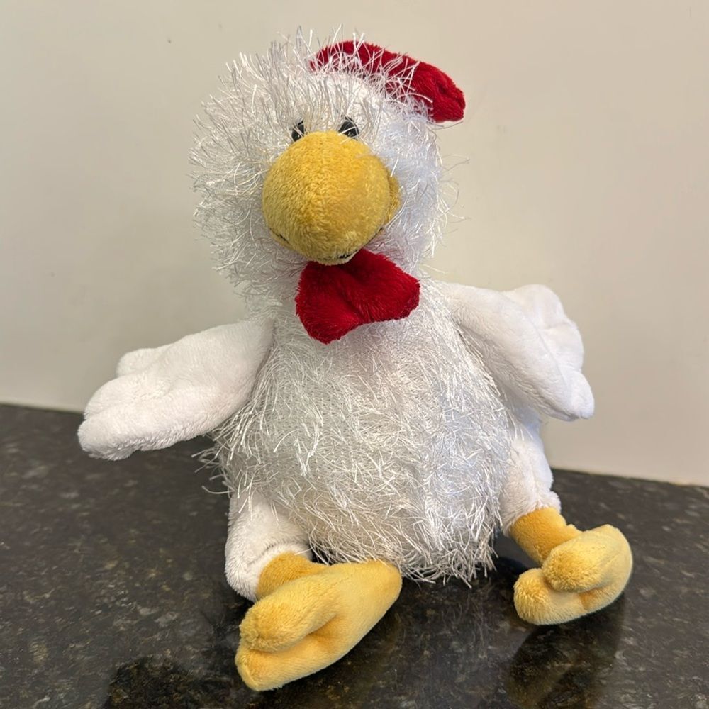 Ganz Webkinz White Fluffy Chicken Plush Stuffed Animal HM205 No Code